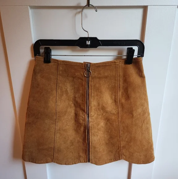 Tan Suede Mini Skirt - Picture 1 of 3